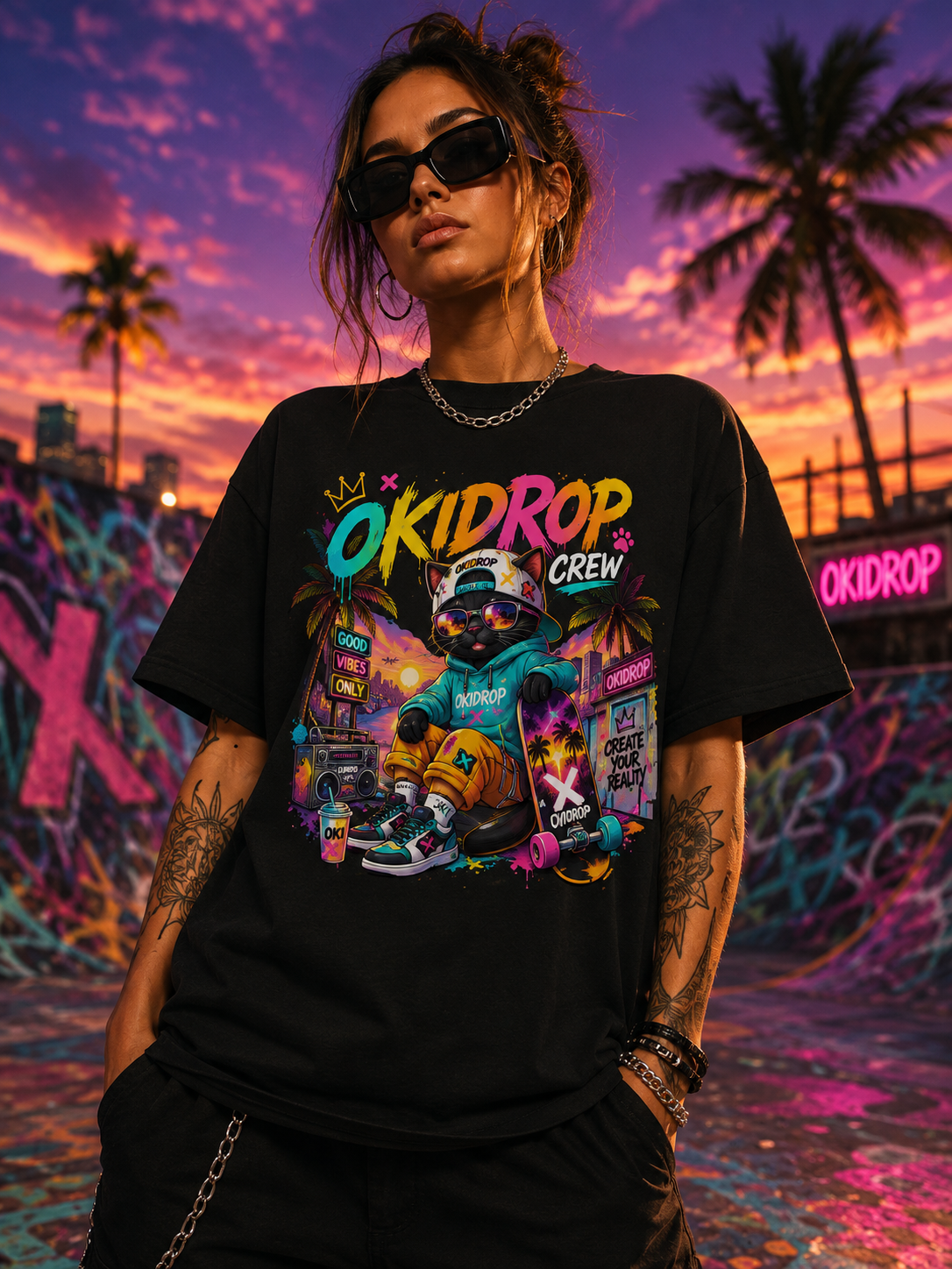 OKIDROP Crew – Organic Cotton Streetwear T-Shirt