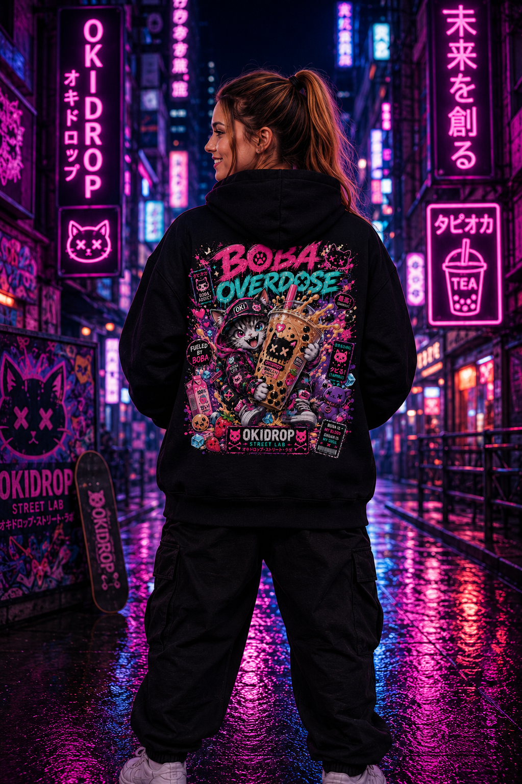 OKIDROP Boba Overdose Hoodie – Premium Anime Streetwear