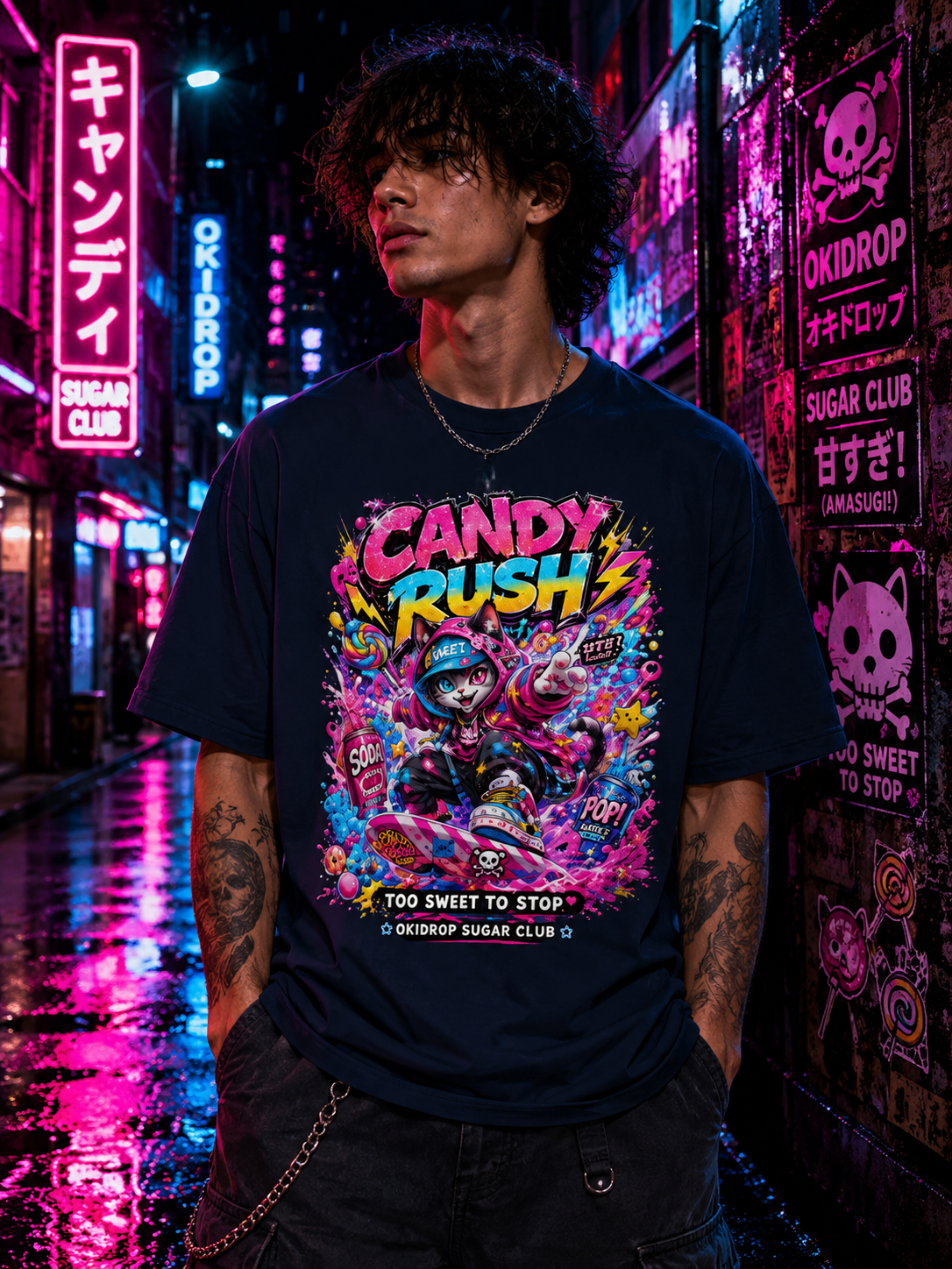Candy Rush – Anime Streetwear T-Shirt | OkiDrop Sugar Club